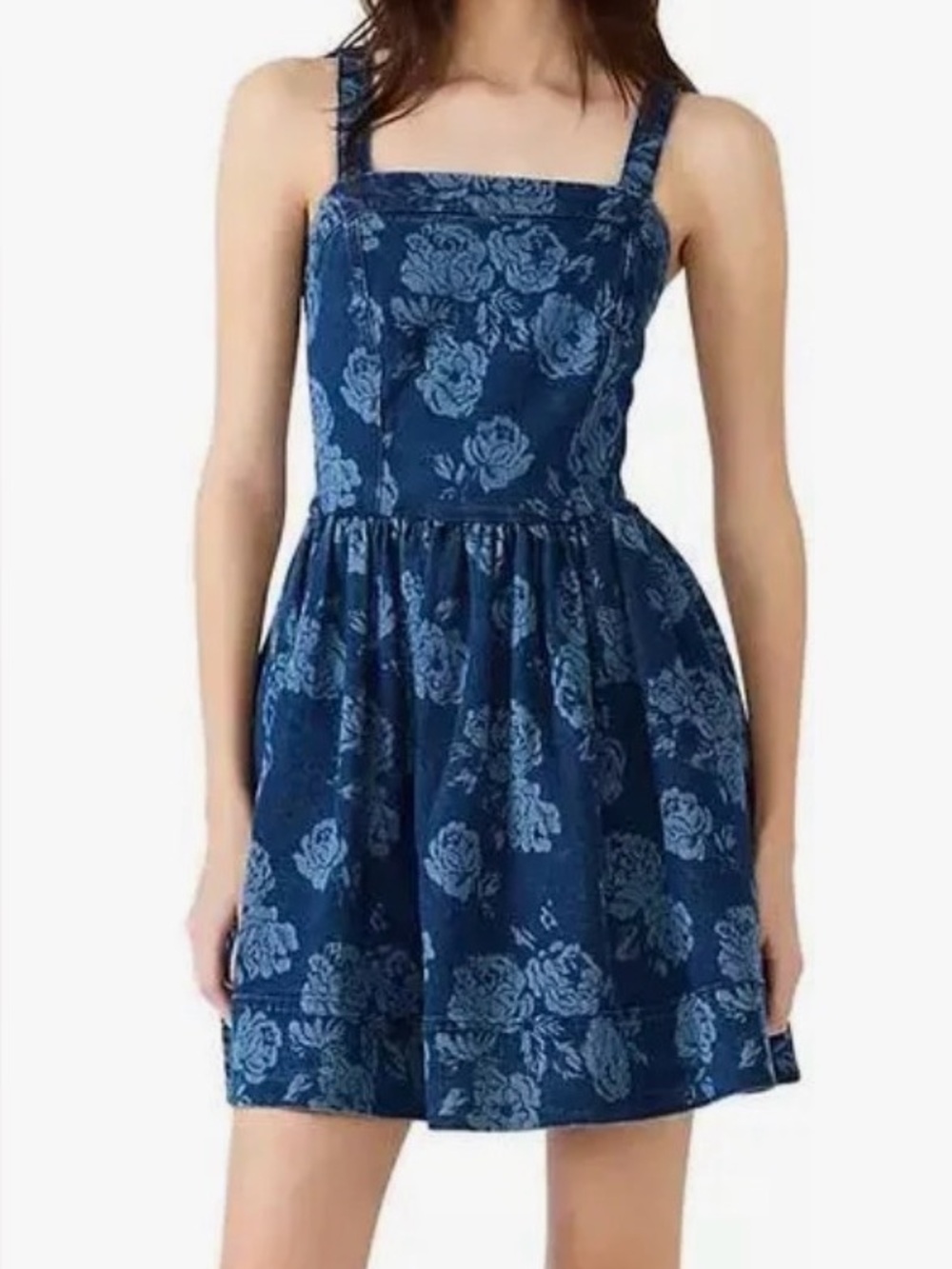 Steve Madden Navy Blue Floral Square-Neck Sundress